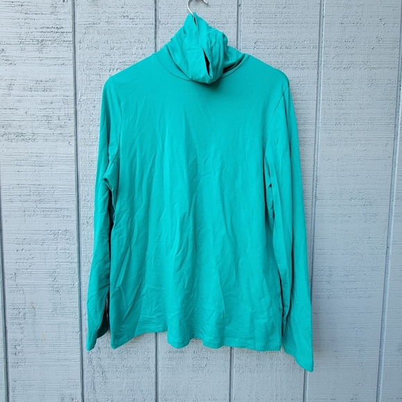 Lands End Skimmer Turtleneck Shaped Fit Cotton Modal sz XL Teal Seafoam - Picture 1 of 9
